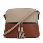 AM3031P-TAUPE/BROWN DOME VEGAN LEATHER CROSSBODY BAG
